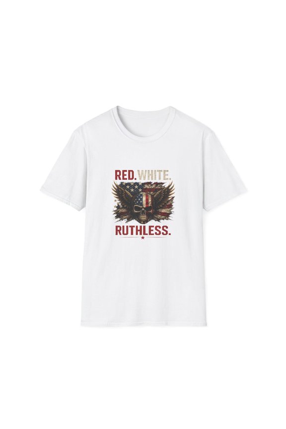 Red White Ruthless American Skull Eagle Patriotic USA Military Pride Graphic T-Shirt