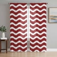 thumbnail image 1 of Red White Semi Sheer Curtains 63 Inch Length 2 Panels Set, Modern Abstract Waves Water Ripple Striped Sheer Kitchen Curtain Privacy Voile Window Curtain for Living Room Bedroom Rod Pocket Drapes, 1 of 7
