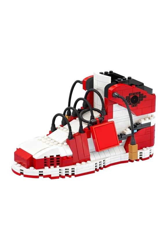 Red-White Sneaker Building Blocks Set, Basketball Sports Shoe Mini Bricks, Collectible Basketball Shoe Toy, Best Christmas Gift for Kids & Adult, 474Pcs