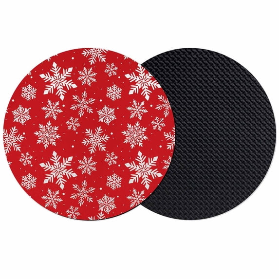 Red White Snowflake Christmas Coasters Set of 2, Absorbent Coasters for Drinks, Winter Xmas Snowflakes Coaster for Desk Coffee Table Protection, Home Decor House Warming Gifts 4"