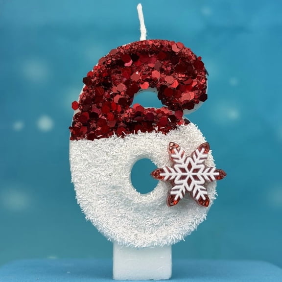 Red White Snowflake Digital Birthday Candles Reusable LED Cake Topper