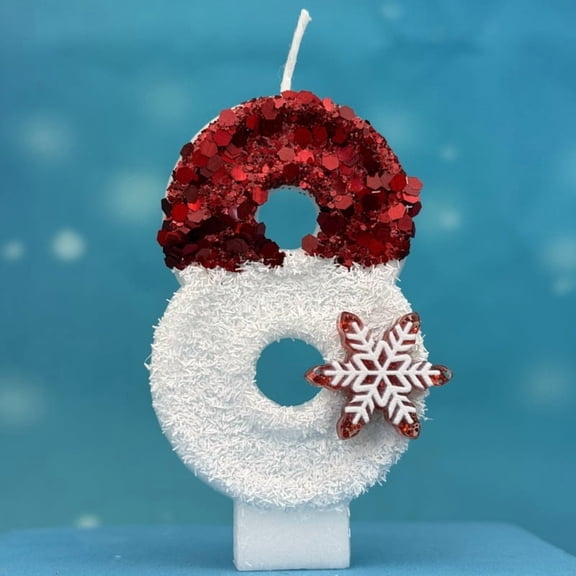 Red & White Snowflake Digital Birthday Candles  Reusable LED Cake Toppers for Winter Ice Snow Themed Party Decorations, Customizable Number Display for Kids Adults