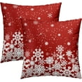 thumbnail image 1 of Red White Snowflakes Pillow Covers 20x20 Set of 2,Christmas Snowflakes Farmhouse Decorative Pillow Cases Double Sided Printed Cushion Cover for Bed Couch Living Room Outdoor Car, 1 of 4