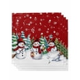 thumbnail image 1 of Red White Snowman Christmas Cloth Napkins Set of 4 Reusable Dinner Napkins, Xmas Tree Snowflake Winter Cocktail Napkin Washable Table Napkins for Wedding/Holiday Party/Baby Shower 20"x20", 1 of 7