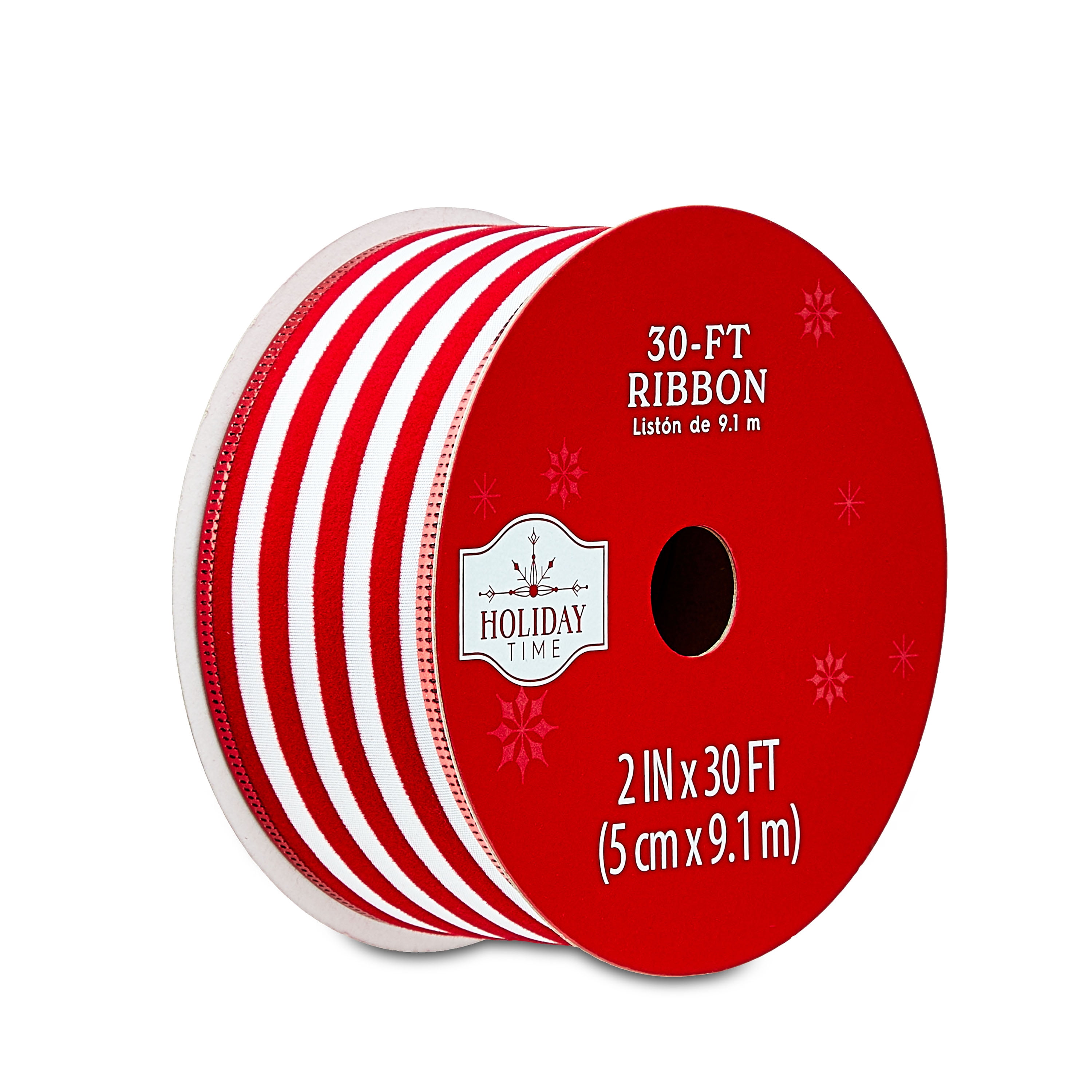 Red & White Stripe Christmas Ribbon, 2" x 30', by Holiday Time