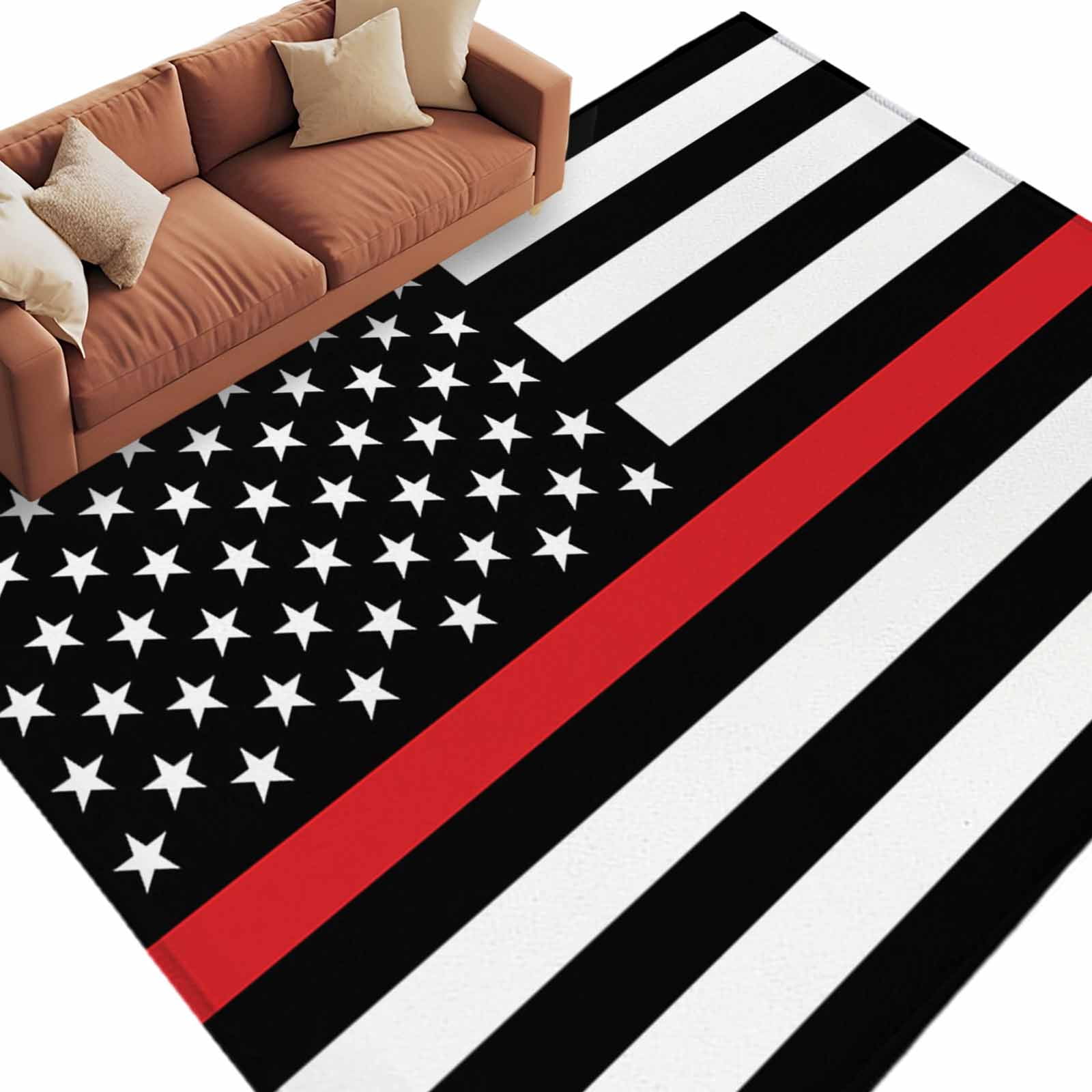 Red White Stripe Fireman American Flag Large Area Rugs for Bedroom ...