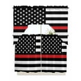 thumbnail image 1 of Red White Stripe Fireman American Flag Swag Valance and Tier Curtains 36'' Length Set, Fire Fighter USA Flags Light Filtering Kitchen Curtains, Tier Curtain Valances for Bathroom/Living Room/Bedroom, 1 of 6