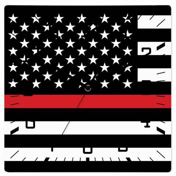 Red White Stripe Fireman American Flag Wooden Wall Clock Silent Non Ticking, Fire Fighter USA Flags Square Wall Clocks Battery Operated, Decor Clock for Home Office, Living Room, Kitchen, 12 Inch