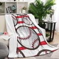 thumbnail image 1 of Red and White Striped Baseballs Pattern Blanket,Comfortable Soft Lamb Wool Throw Blanket,All Season,Warm Lightweight Blankets for Sofa Bed Couch Living Room Chair,60"x80", 1 of 4