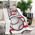 thumbnail image 1 of Red and White Striped Baseballs Pattern Blanket,Comfortable Soft Lamb Wool Throw Blanket,All Season,Warm Lightweight Blankets for Sofa Bed Couch Living Room Chair,40"x50", 1 of 4