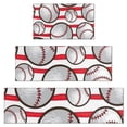 thumbnail image 1 of Red and White Striped Baseballs Pattern Kitchen Rugs Sets Of 3,Kitchen Runner Rugs Non Skid Washable,Decorative Kitchen Floor Mats for Kitchen,Sink,Laundry,17"x30"+ 17"x47" + 17"x59", 1 of 6