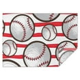 thumbnail image 1 of Red and White Striped Baseballs Pattern Rectangle Tablecloth 60"x84",Waterproof Polyester Rectangle Table Cloth, Wipeable Spillproof Polyester Tablecloth for Dining, Camping, Indoor and Outdoor, 1 of 5