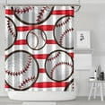 thumbnail image 1 of Red and White Striped Baseballs Pattern Shower Curtain 84"x72" ,Bathroom Decorative Shower Curtains Set with 12 Hooks,Modern Waterproof Washable Shower Curtain, 1 of 6