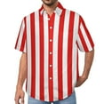 thumbnail image 1 of Red White Striped Blouses Men Vertical Lines Casual Shirts Summer Short Sleeve Graphic Str, 1 of 5