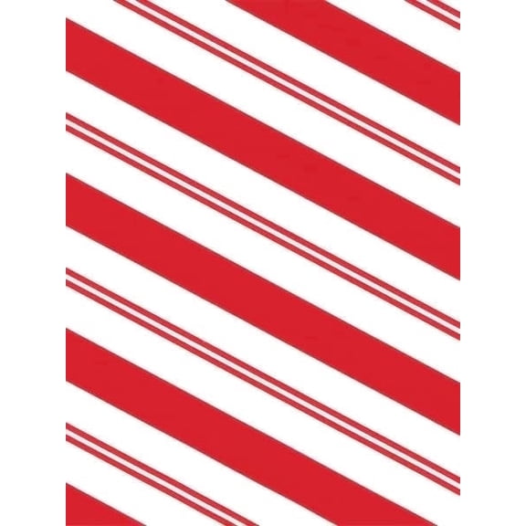 Red & White Striped Christmas Candy Cane Pattern Edible Icing Image Cake Topper, by Tnct.