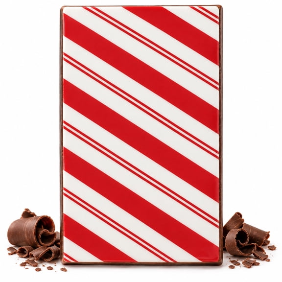 Red & White Candy Cane Stripe Pattern Edible Chocolate Transfer Sheet, by TNCT. (1 Count)