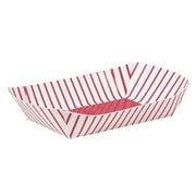 Unique Striped Paper Snack Trays, 13" (Pack of 4), Red & White