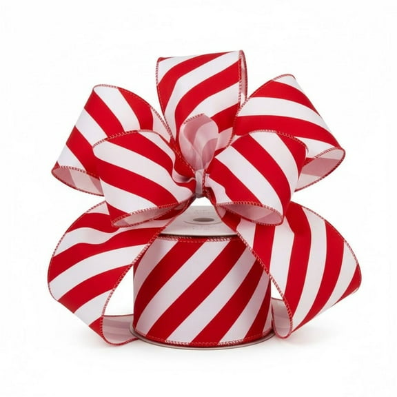 Red & White Striped Ribbon - 4" x 10 Yards, Candy Cane Ribbon, Memorial Day, Wreath, USA Decor, Gifts, Birthday, 4th of July, Christmas