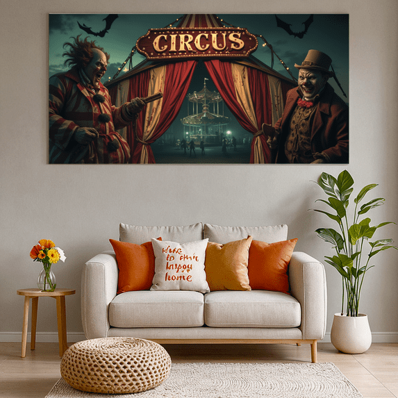 Red White Striped Tent Circus Banner Clown Decoration Carousel Vintage Design for Children's Party Event Celebration