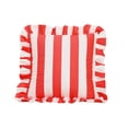 thumbnail image 1 of Red White Striped Throw Pillow Cover With Ruffled Edges, Dutch Velvet Fabric, 18X18 Inch - For Living Room, Bedroom, Sofa, Couch, Bed, Home Decor, Office, Car, Indoor Seating, 1 of 3