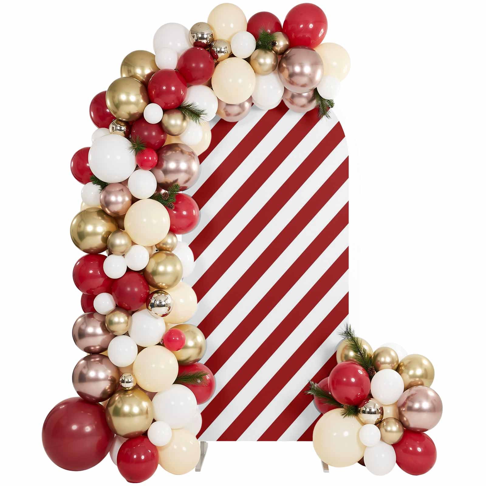 Parallel Stands Red White Stripes Arch Backdrop Covers 6.6 FT, Christmas Red Diagonal ...