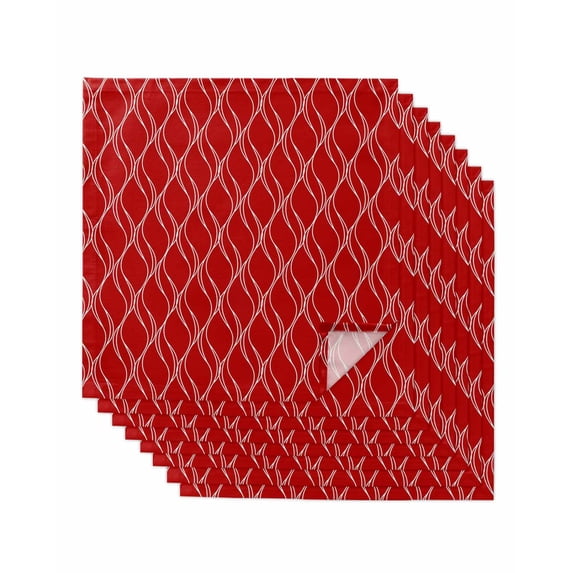 Red White Stripes Cloth Napkins Set of 8 Reusable Dinner Napkins, Simple Geometric Modern Monochrome Cocktail Napkin Washable Table Napkins for Wedding/Holiday Party/Baby Shower 20"x20"