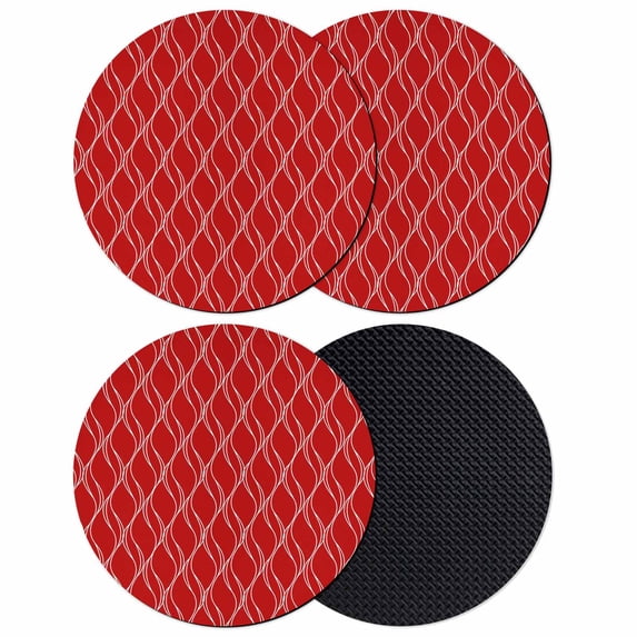 Red White Stripes Coasters Set of 4, Absorbent Coasters for Drinks, Simple Geometric Modern Monochrome Coaster for Desk Coffee Table Protection, Home Decor House Warming Gifts 4"