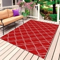 thumbnail image 1 of Red White Stripes Outdoor Rug 4x6 Ft, Non Slip Washable Area Rug, Simple Geometric Modern Monochrome Patio Rugs Carpet Runner, Large Floor Mat for Indoor/Outdoor Deck Porch Camping, 1 of 8