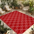 thumbnail image 1 of Red White Stripes Outdoor Rug 4x6 Ft - Reversible Patio Rug Outdoor Camping Rugs, Simple Geometric Modern Monochrome Washable Indoor Outdoor Area Rugs, Non-Slip Outdoor Carpet Runner for Deck/Porch, 1 of 8