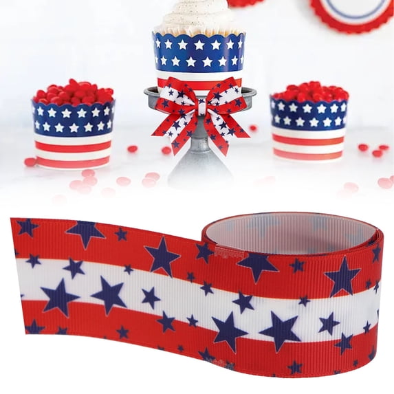 Red White & Stripes Ribbon 5 Yards 1.5 inch Wide Ribbon Usa 250Th Anniversary Wired Ribbon for Crafts Wrapping Wreath Bows Patriotic 4th of July Ribbons for Memorial Day Home Party Decoration