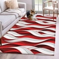 thumbnail image 1 of Red White Stripes Washable Area Rugs 4'x6', Abstract Geometric Aesthetic Striped Low Pile Throw Living Room Rug Non-Slip Sturdy Edge Binding Carpet for Indoor Entryway Bedside Kitchen, 1 of 9
