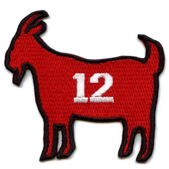 Red/White Tampa Bay GOAT Patch #12 Football Parody Embroidered Iron On