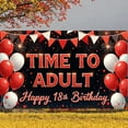 thumbnail image 1 of Red White Theme 18th Birthday Banner Glitter Text Coming of Age Display Balloon Decor Star Pattern Adult Ceremony Background for 18th Birthday Party Adult Ceremony Coming of Age Celebration, 1 of 9