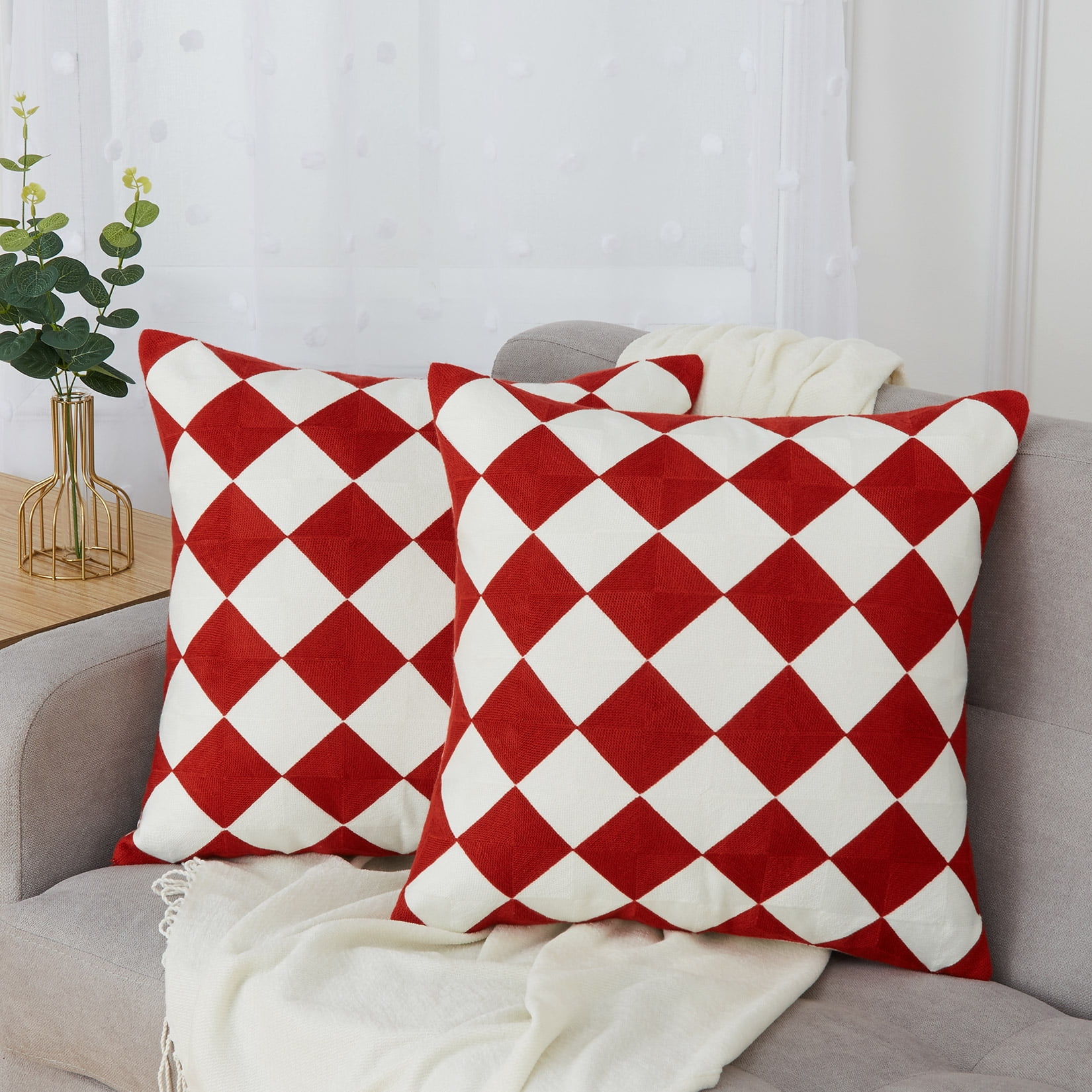 Red White Mud Cloth Pattern Throw Pillow With Insert – Reflektion