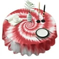 thumbnail image 1 of Red White Tie Dye Spiral Pattern Round Tablecloth 60"x60",Wrinkle Wipeable Table Cloth for Kitchen Dining Room Picnic Patio Party, 1 of 6