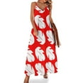 thumbnail image 1 of Red & White Tropical Leaf Sleeveless Dress Women's Evening Dress Womans Clothing, 1 of 9