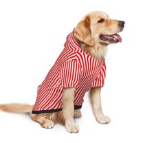 Red White Vertical Stripe Pattern Dog Hoodie Pet Coat for Medium and Large Dogs Daily Use Small
