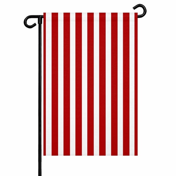 Red White Vintage Striped Garden Flags for Outside Abstarct Modern Geometric Art Double Sided Yard Flags Outdoor House Decoration, Small 12X18 Inch,