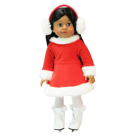 Red & White Winter Figure Skater 2pc Outfit for 18inch Dolls | American Fashion World