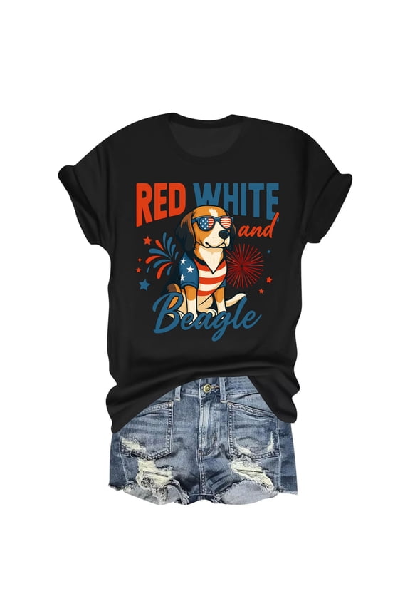 Red White and Beagle T-Shirt – Patriotic Pup Design – Perfect for Dog Lovers and Fourth of July Celebrations