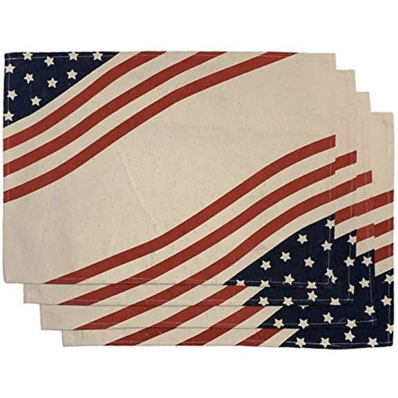 Red White and Blue American Flag with Star Lining Pattern Memorial Day Themed Tapestry Placemats Set of 4 for Kitchen Dcor Size : 13" x 19".