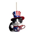 thumbnail image 1 of Red White and Blue Cat Decor Hanging Ornament 4Th of July Patriotic Decor for Front Door Porch Car Rearview Mirror Home Party Decoration, 1 of 7