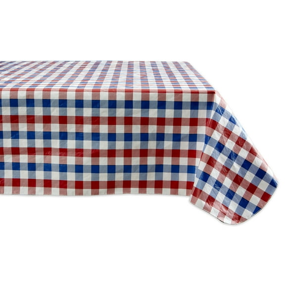 DII Red, White and Blue Check Vinyl Tablecloth 60x84