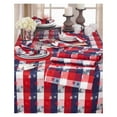 thumbnail image 1 of Red White and Blue Checkered with Stars Cotton/Polyester Blend Patriotic Tablecloth, 70" Square - (1 Piece)., 1 of 1
