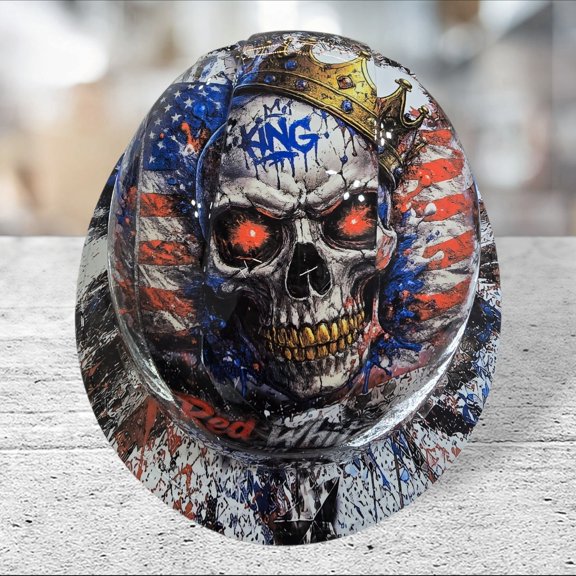 Red White and Blue Collar Custom Full Brim Hydro Dipped Hard Hat