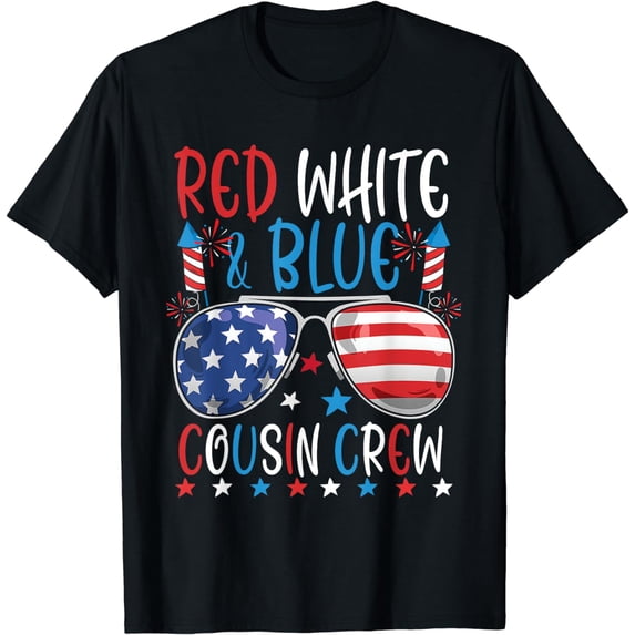 Red White and Blue Cousin Crew 4th Of July American Flag T-Shirt