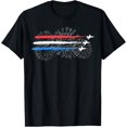 thumbnail image 1 of Red White and Blue Fighter Jets with Fireworks 4th of July T-Shirt Tops Tee, 1 of 4