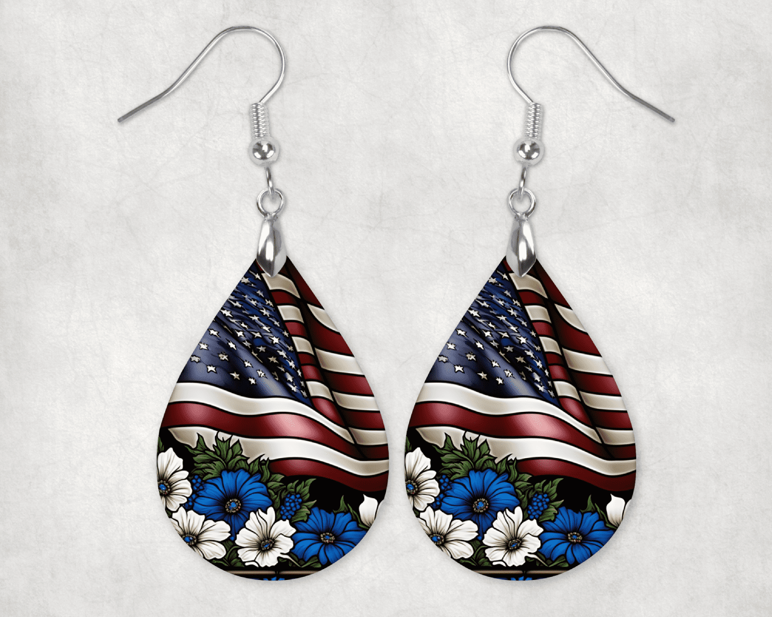 Red White and Blue Flag Patriotic Teardrop Earrings 1.5 Inch Dangle ...
