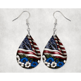 thumbnail image 1 of Red White and Blue Flag Patriotic Teardrop Earrings 1.5 Inch Dangle Pierced Ears, 1 of 1