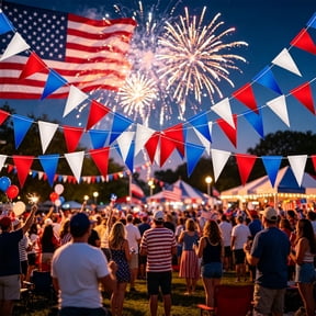 Red White and Blue Paper Bunting with Five Pointed Stars - 10ft Patriotic Garland for 4th of July Independence Day Party Decorations